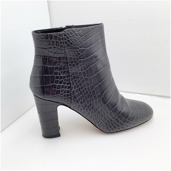 {LKBennett} Grey Croc Embossed Ankle Boot